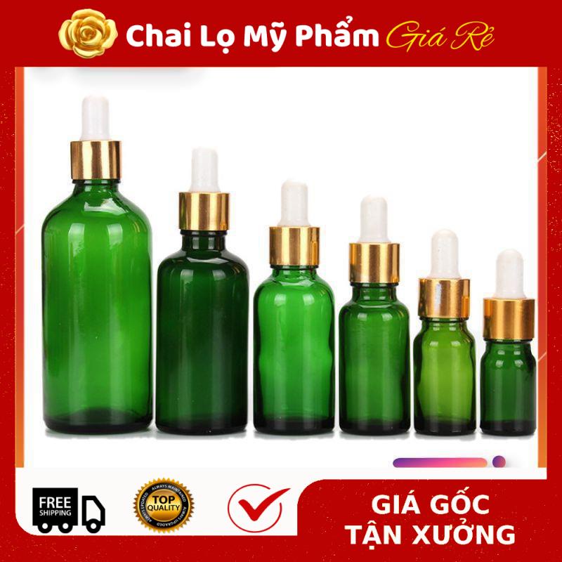 Lọ Chiết Serum ❤ RẺ VÔ ĐỊCH ❤ [50ml] Lọ đựng tinh dầu Xanh lá chiết serum Khoen Vàng,Đen,Bạc chai lọ thủy tinh .