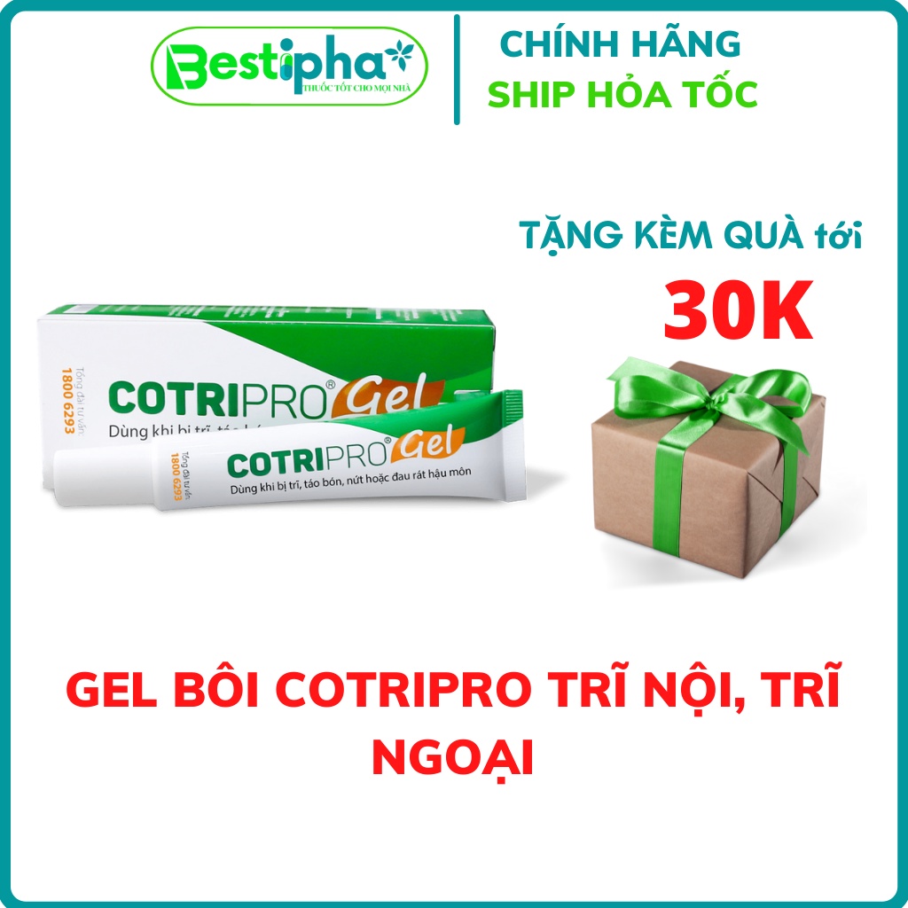 Combo viên uống Cotripro và COTRIPRO Gel Tube kem bôi co búi trĩ tuýp 10g và tuýp 25g