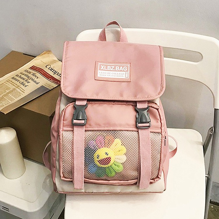 Balo nữ ulzzang phối lưới không kèm hoa chất vải đẹp vừa A4 C1468
