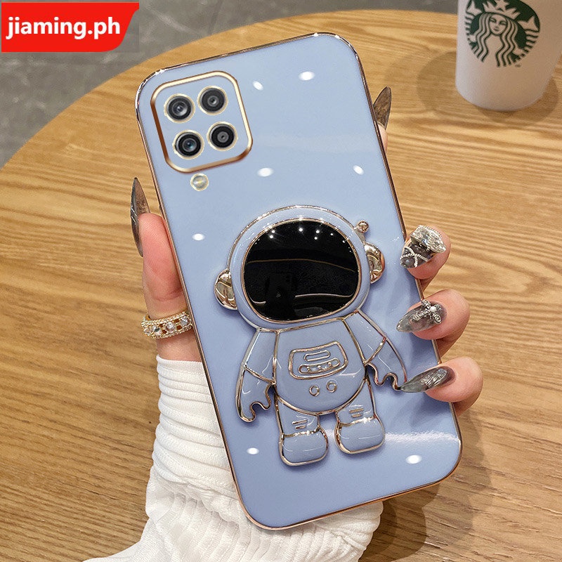 Ốp Điện Thoại Mềm Mạ Điện Hình Phi Hành Gia 3D Có Giá Đỡ Cho Samsung A12 5G M12