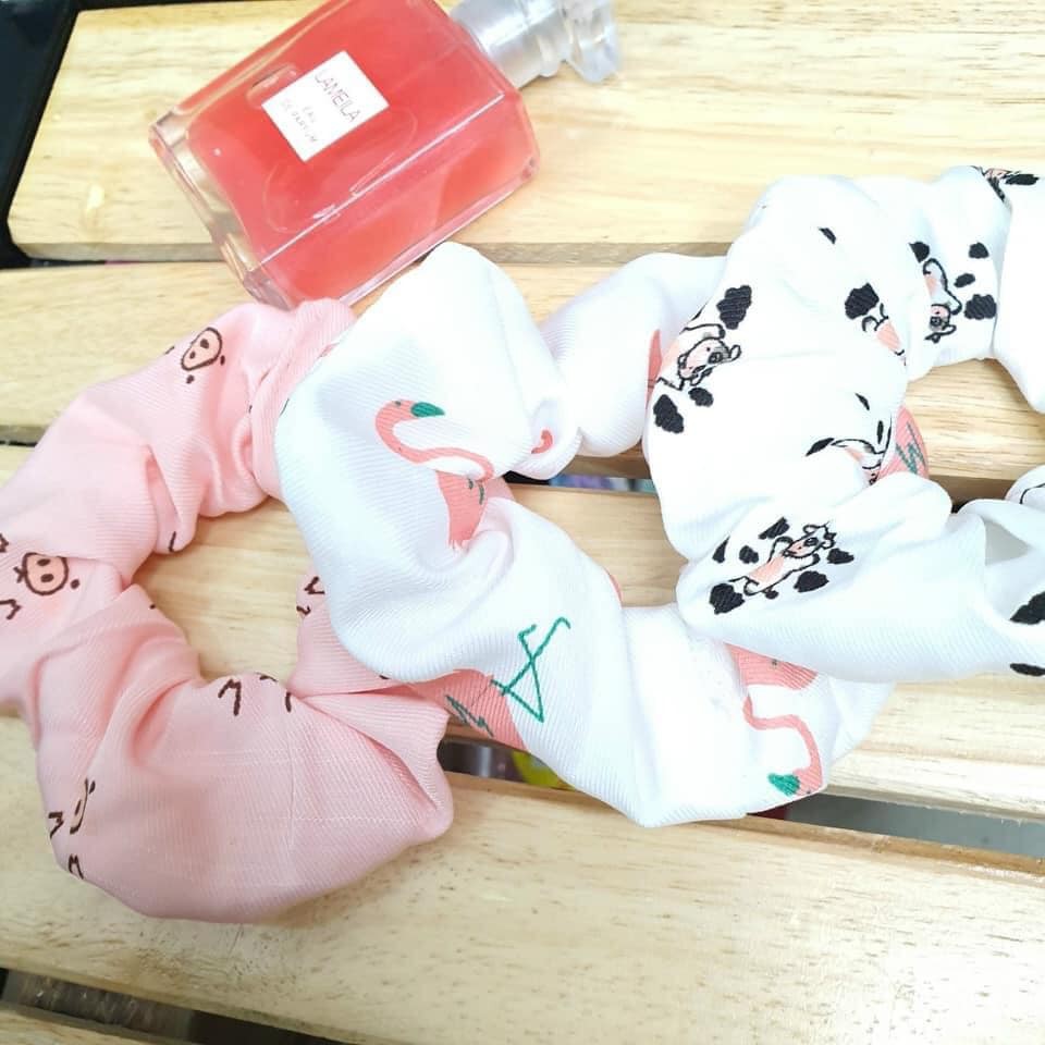 Cột Tóc Vải Scrunchies - Dây Buộc Tóc Scrunchies họa tiết Bò Sữa