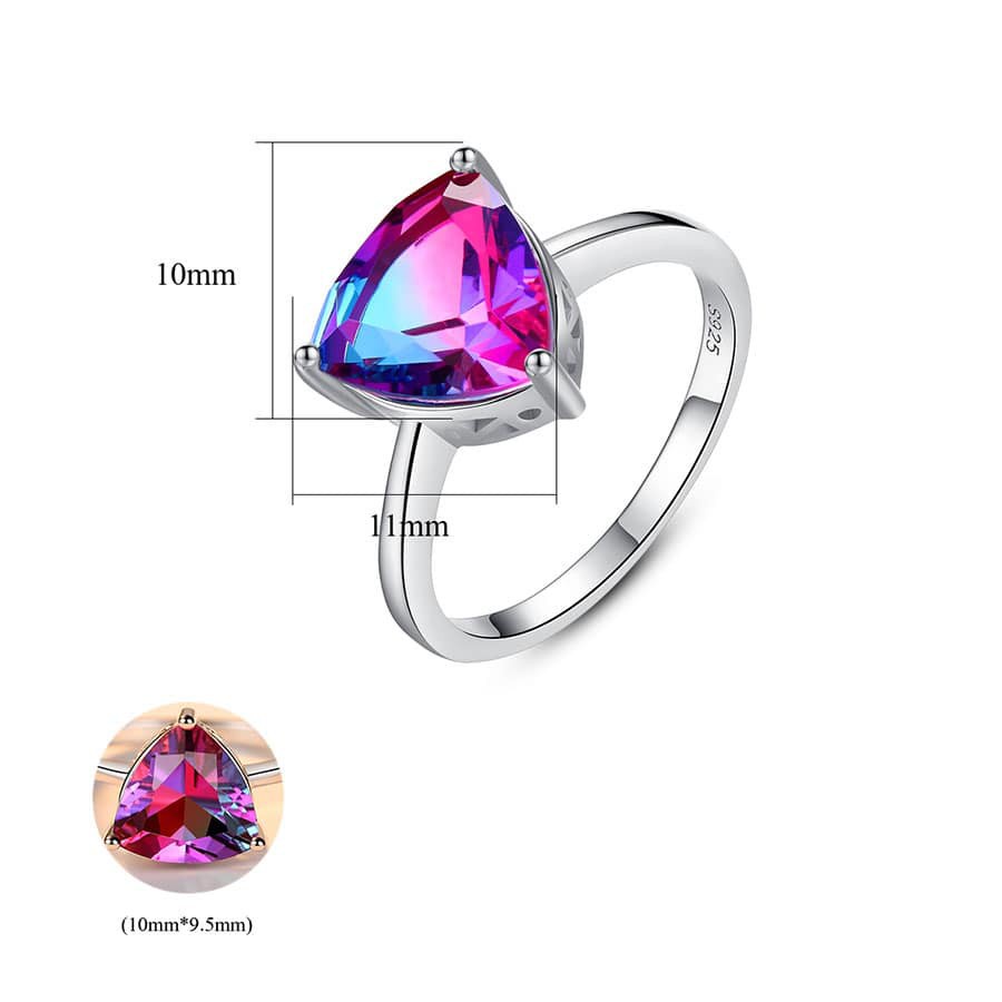 Bộ Nữ Trang Bạc Đính Đá Tam Giác Đa Sắc Quý Phái BDM2309 Bảo Ngọc Jewelry