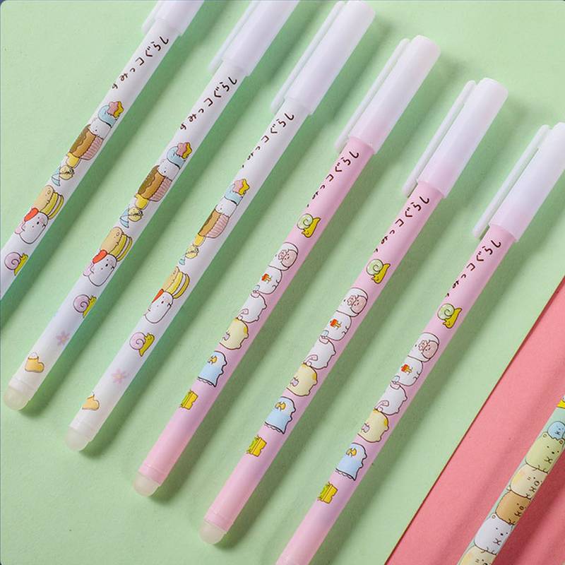 3 cây bút gel xoá được SUMIKKO GURASHI Cute animal Erasable Pen Novelty Washable Magical Gel Pen 0.5mm Black Blue Ink For Kids School Stationery gift