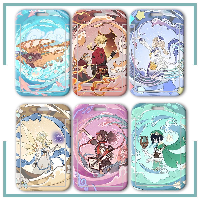 Ốp Điện Thoại Đựng Thẻ ID Họa Tiết Anime Genshin Va Chạm Hutao Klee ZhongLi Cyno Stundet School