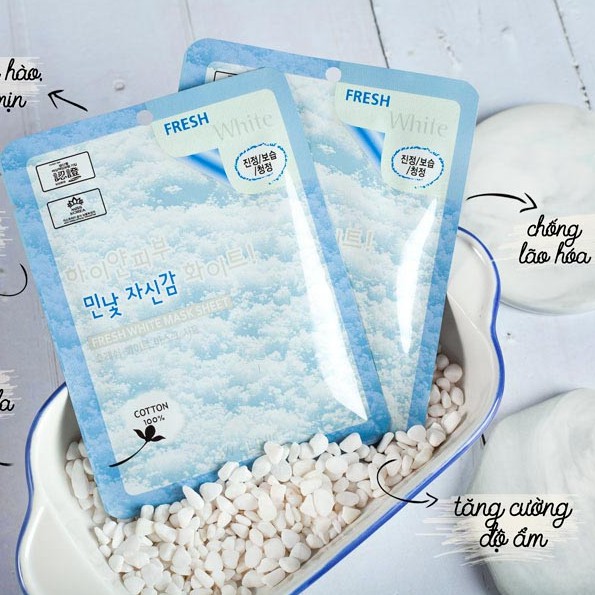 Mặt nạ tuyết dưỡng trắng da 3W Clinic Fresh White Mask Sheet 23g