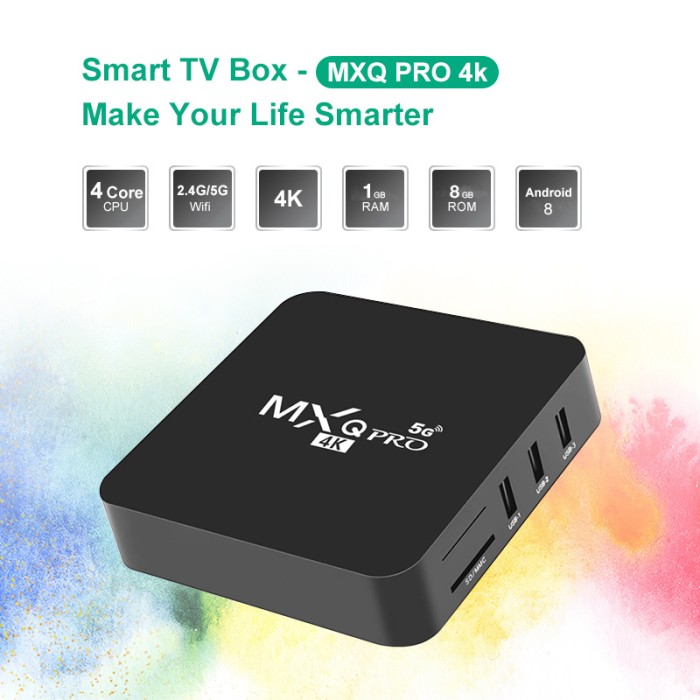 Tv Box Mxq Pro 5g 1 / 8 1gb 8gb Smart Tv 4k Ultra Hd Android 10 Và Phụ Kiện