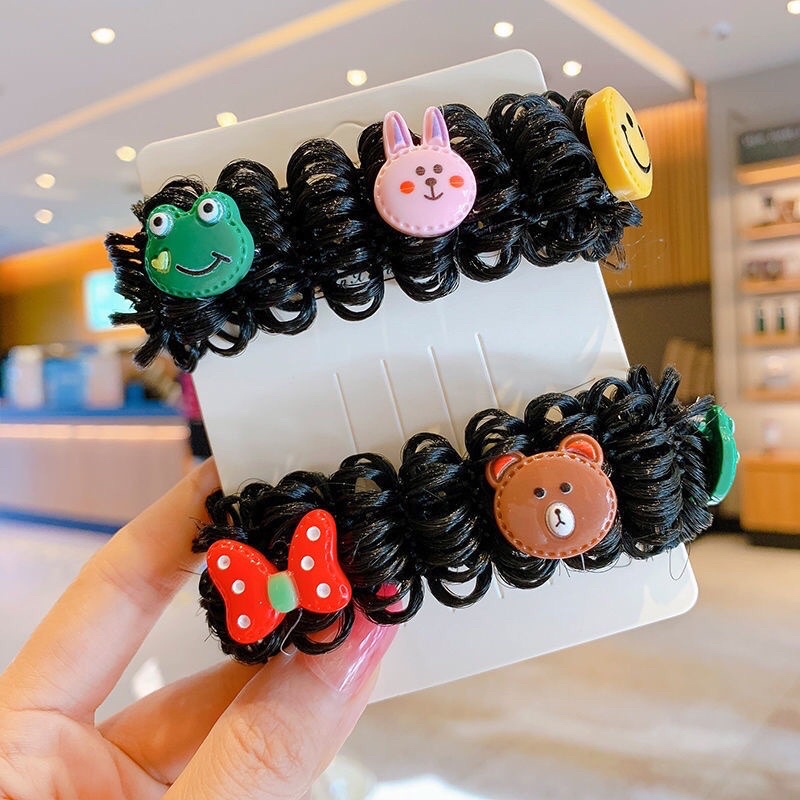 Combo 2 Búi tóc giả natra nhiều họa tiết cho bé gái