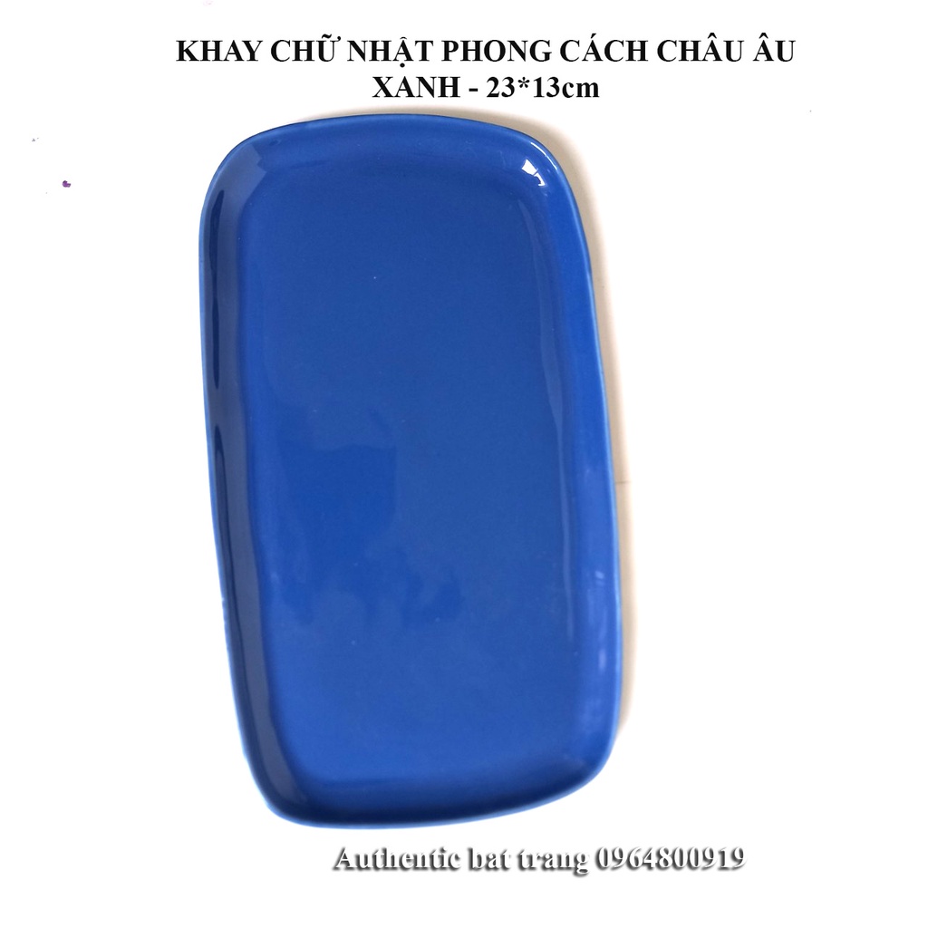 Khay chữ nhật, đĩa chữ nhật phong cách Châu Âu- Đựng bánh, trang trí món ăn, chụp ảnh sản phẩm- Authentic Bát tràng