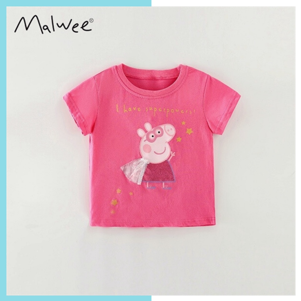 Áo thun hè cotton Malwee hồng peppa MW7231 cho bé gái 2-8 tuổi Mẫu mới 2022 - Little Maven Official Store