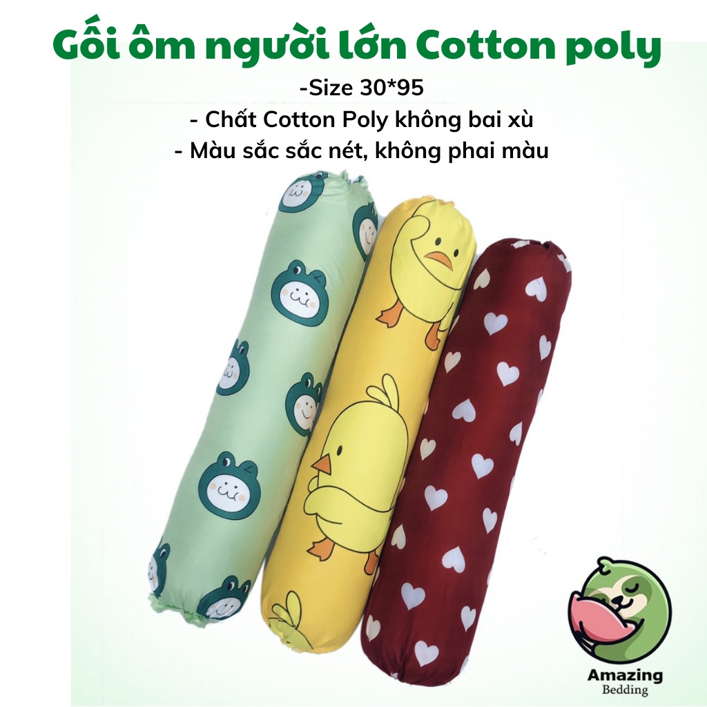 Gối ôm dài người lớn size 30-95cm kèm vỏ cotton poly ( được chọn mẫu)