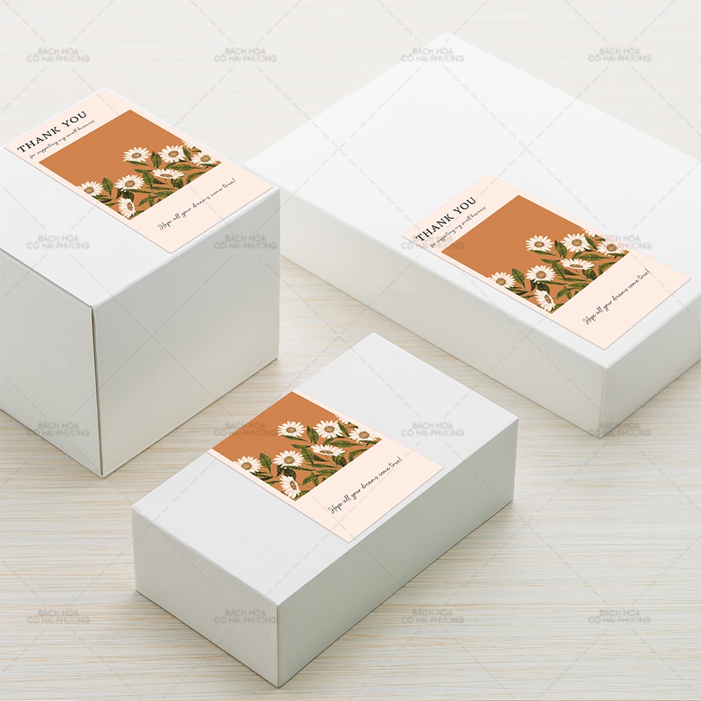 SET 9 TEM DÁN/ STICKER GIẢ KRAFT, MẪU HOA VINTAGE TEM NIÊM PHONG/TEM DÁN HỘP CARTON ĐÓNG GÓI