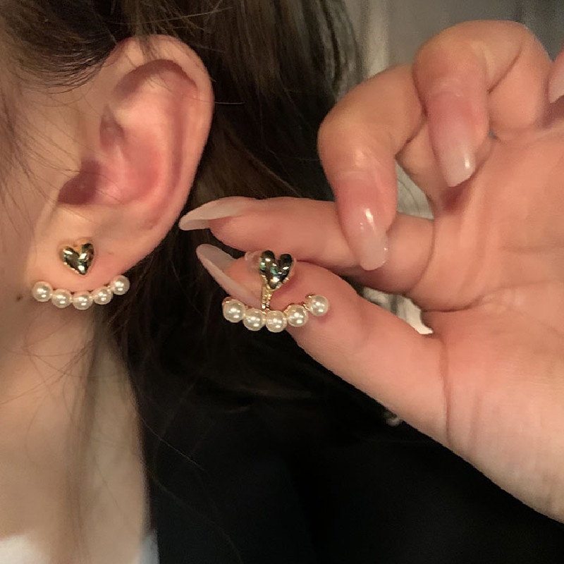 Bông Tai Mạ Bạc 925 Đính Ngọc Trai Và Hình Trái Tim Phong Cách Hàn Quốc Mới Thanh Lịch Dễ Phối Đồ Dành Cho Nữ