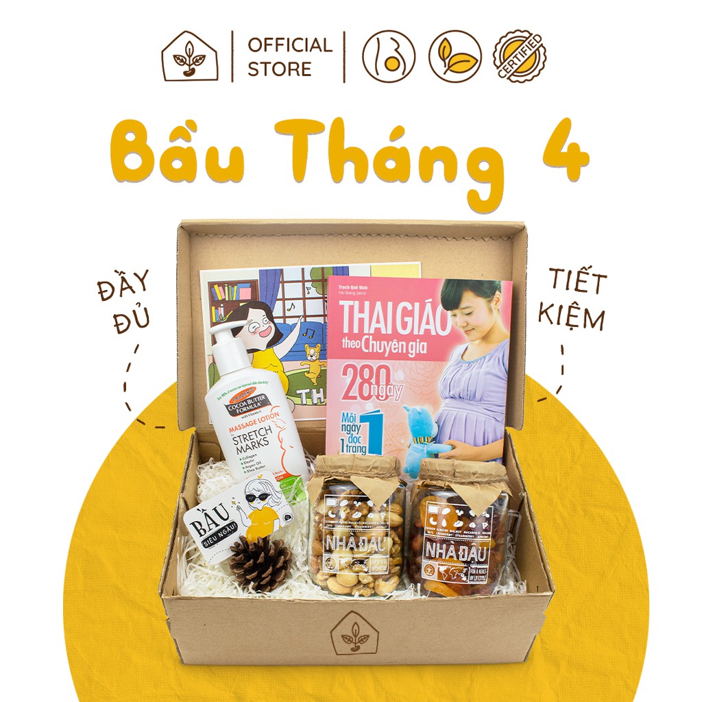 Hộp Quà Đậu Box Ăn Vặt Dinh Dưỡng Cho Mẹ Bầu Mang Thai Tháng 4 | Nhà Đậu 180