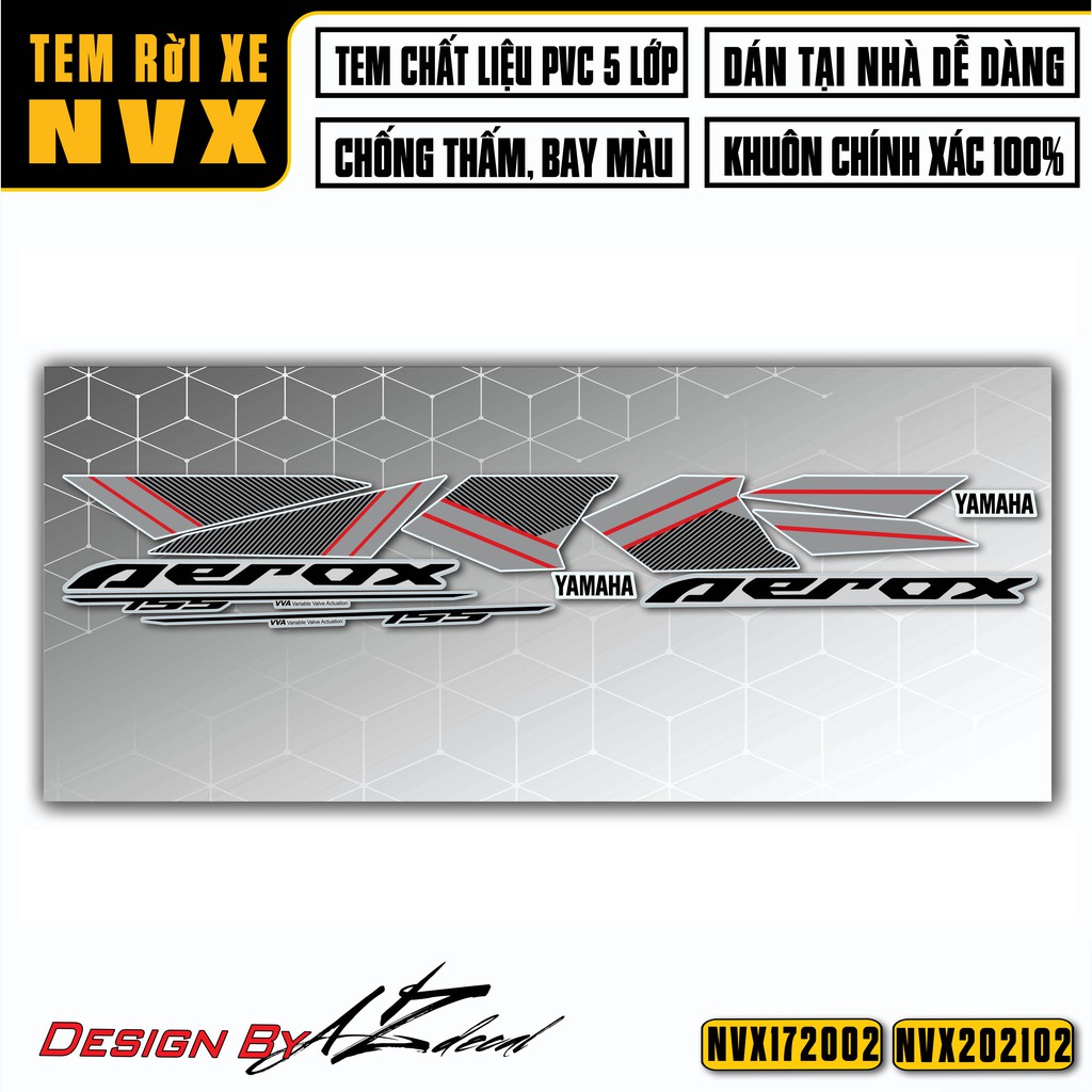 Tem NVX Aerox Cho Xe Màu Đen, Xanh, Trắng, Đỏ | NVX02 | Decal Chống Nước, Bền Màu Dán Xe NVX 2017 - 2021
