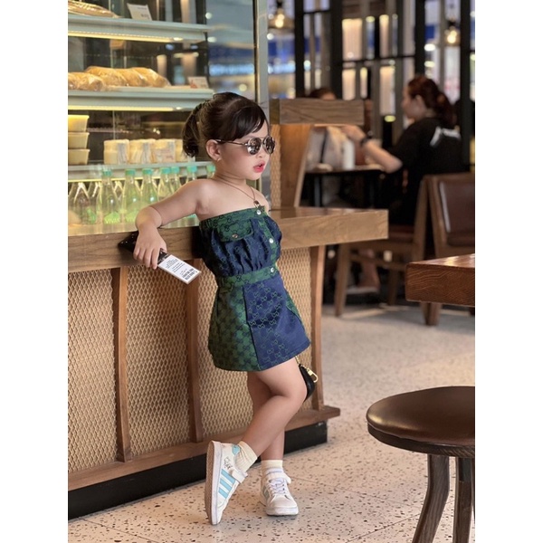Set gu xì xanh sang chảnh độc lạ cho bé gái.