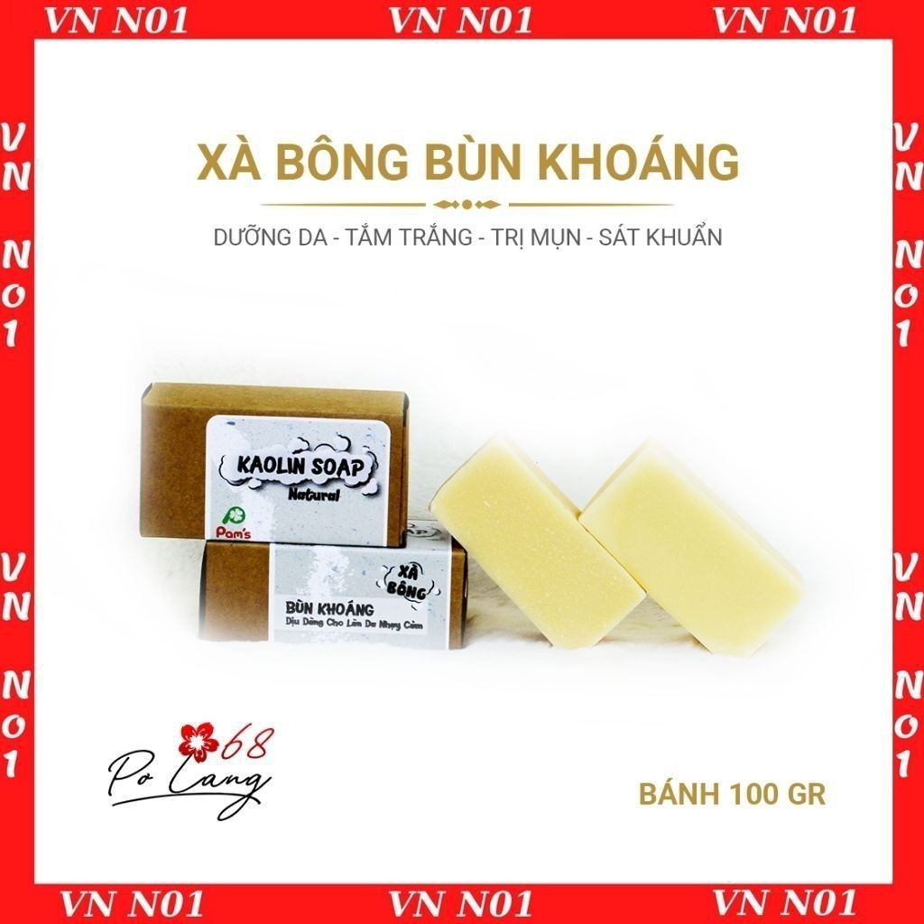 XÀ BÔNG BÙN KHOÁNG PƠ LANG, XÀ PHÒNG AN TOÀN TỪ THIÊN NHIÊN 100gr