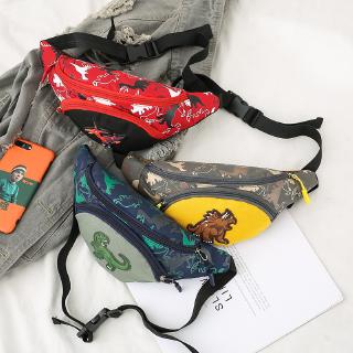 [Cherry · Cc] Phiên Bản Hàn Quốc Nam Nữ Túi Thắt Lưng Bé Trai Khủng Long Ngực Túi Hoạt Hình Ngụy Trang Giải Trí Du Lịch Ví Đựng Tiền Xu Học Sinh