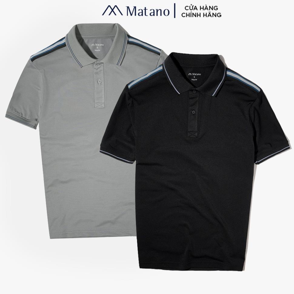 Áo phông polo nam có cổ MATANO PO059 - Áo thun nam cổ trụ bẻ vai phối dây sọc, vải cá sấu coolmax cao cấp, thoáng mát !