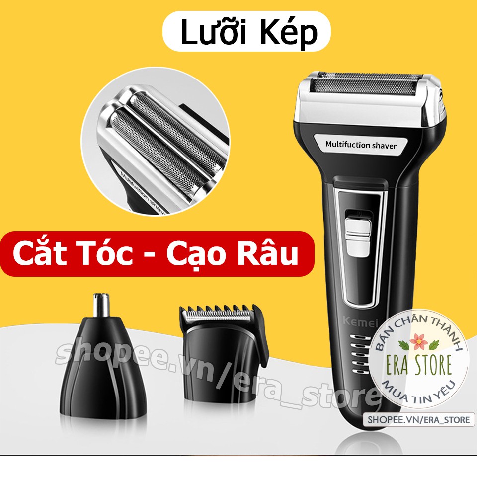 Máy Cạo Râu Đa Năng Cắt Tóc Cạo Râu Tỉa Lông Mũi 3 trong 1 - Chính Hãng Kemei (Hàng Chất Lượng Cao)