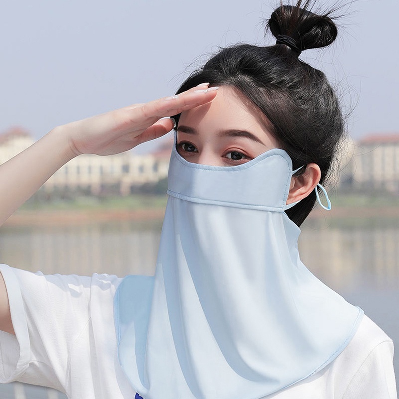 Khẩu Trang Chống Nắng/ Tia UV Bằng Lụa Lạnh Thoáng Khí Tiện Dụng Cho Nữ
