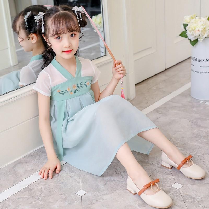 Đầm bé gái thêu hoa cổ xưa phong cách Trung Hoa