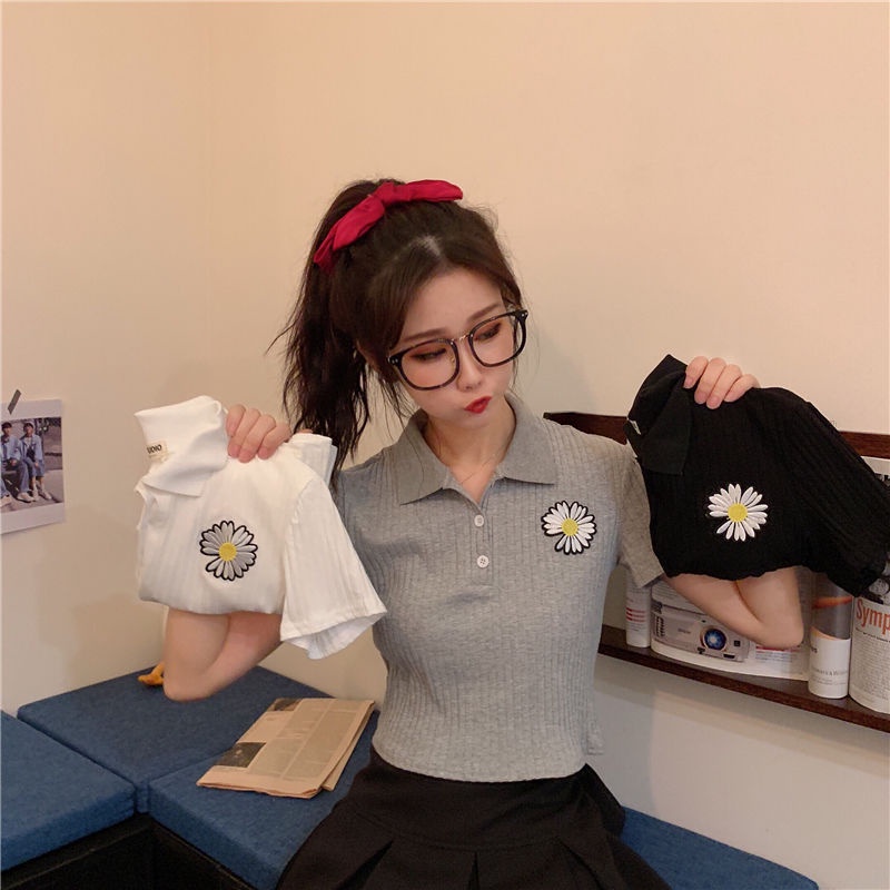 ❤️❤️áo polo Dệt Kim Ngắn Tay Thêu Họa Tiết Thời Trang Mùa Hè Hàn Quốc Cho Nữ | BigBuy360 - bigbuy360.vn