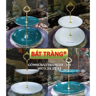 ĐĨA TẦNG ĐỰNG BÁNH KẸO KHAY 2 TẦNG SỨ ĐẸP ĐĨA THÁP TẦNG GỐM SỨ ĐỂ MỨT BÁNH CAO CẤP