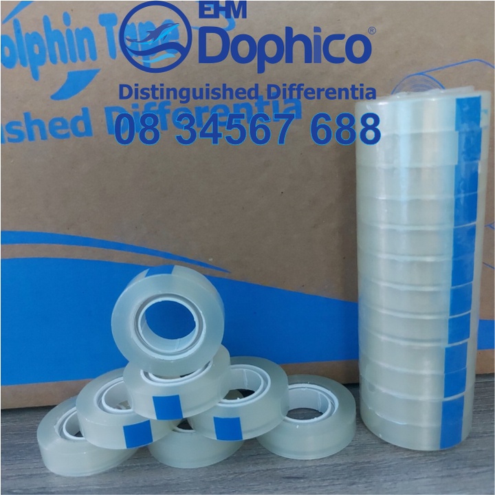 Băng dính VPP cao cấp Dolphin – Màu trong – dùng trong công tác văn phòng