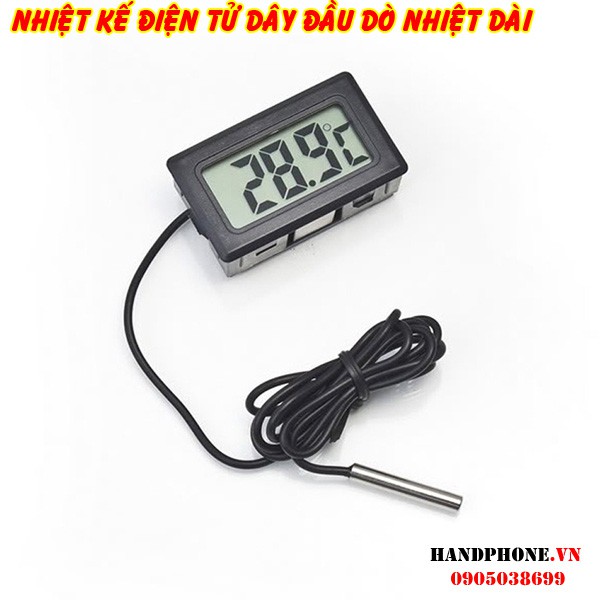 Nhiệt Kế Điện Tử Đo Nhiệt Độ Hiển Thị Số LCD Dây Đầu Dò Nhiệt Độ Dây Dò Dài 2m