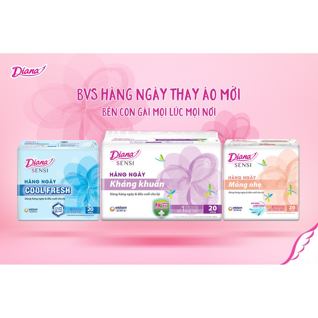 Băng vệ sinh Diana Sensi hàng ngày kháng khuẩn 20+2 miếng/gói
