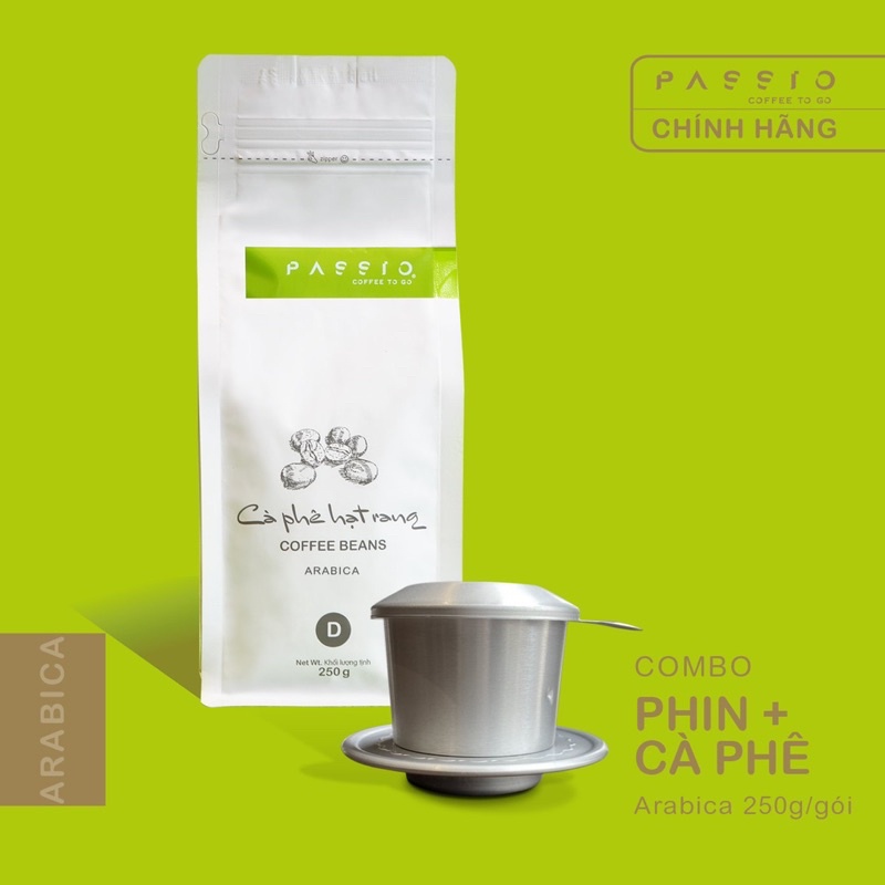 COMBO cà phê Arabica nguyên chất 100% rang mộc (250g) + Phin nhôm cao cấp - Passio Coffee
