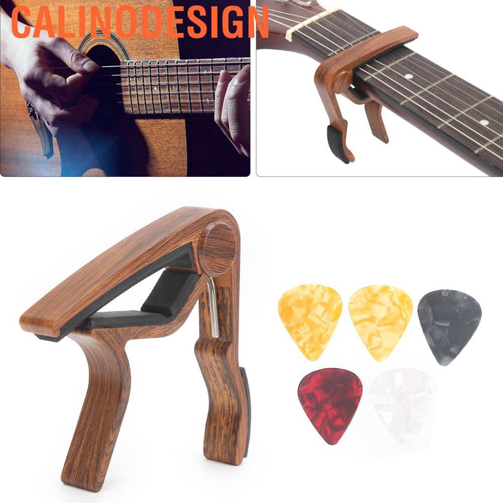 Bộ Capo Và Miếng Bảo Vệ Bằng Hợp Kim Nhiều Màu Sắc Cho Đàn Guitar