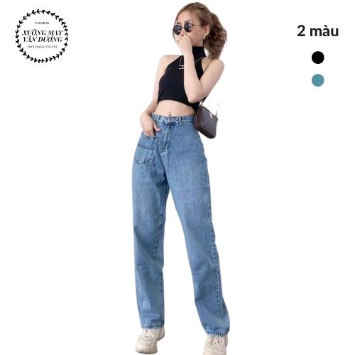 Quần ống rộng nữ vải bò quần jean ống rộng chất đẹp quẩn bò suông thời trang trẻ trung năng động [Quà là chun buộc tóc]