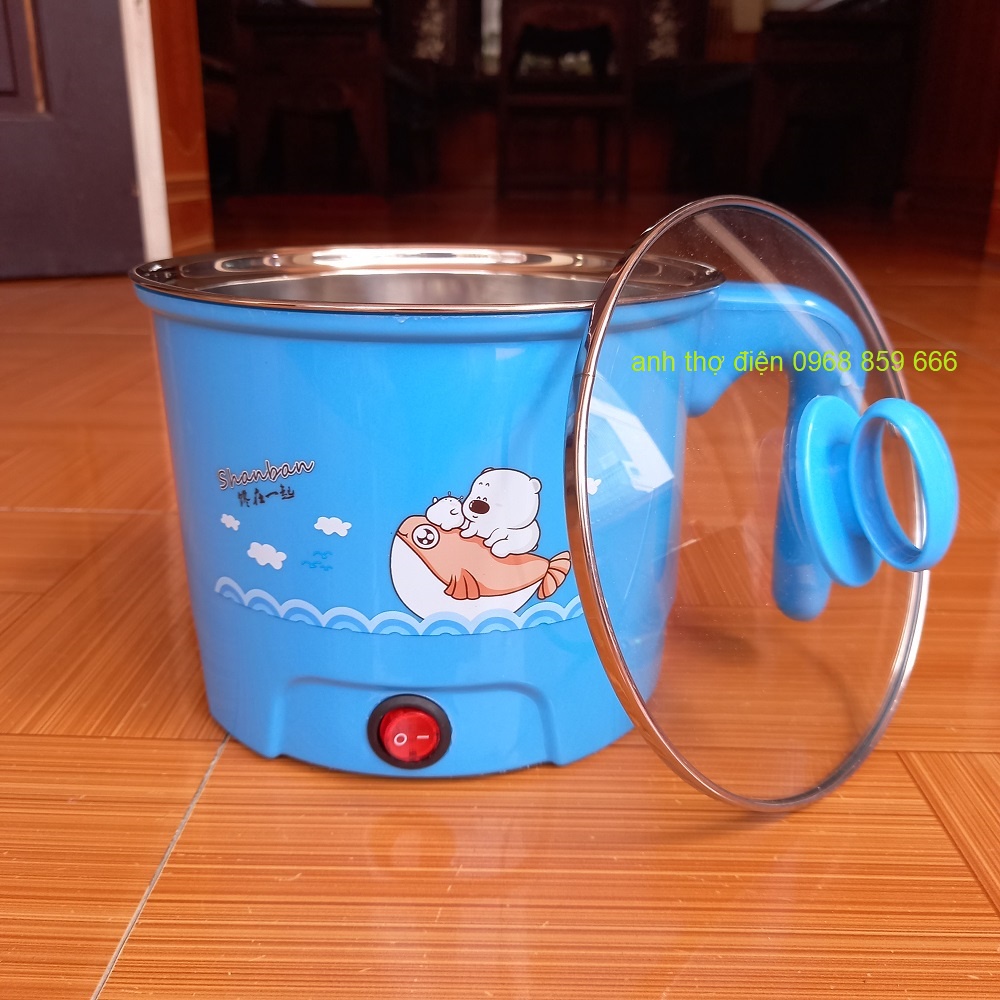 Ca nấu mì đa năng siêu tốc, nồi lẩu điện mini 18cm 26cm 28cm 1 tầng