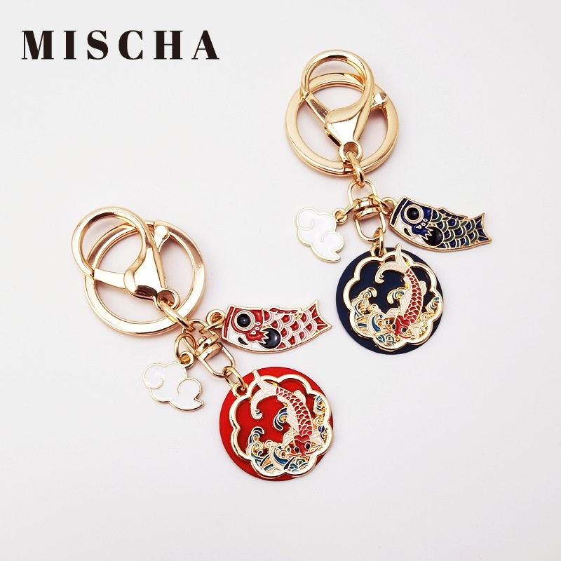 MISCHA Móc Khóa Hình Cá Koi May Mắn Phong Cách Trung Hoa
