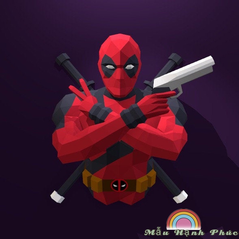 Khuôn Giấy Tạo Hình Deadpool 3d Trang Trí Tường DIY