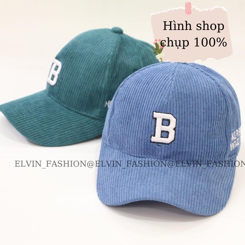 Nón Kết Thêu Chữ B Chất Liệu Nhung Tăm Thời Trang Unisex Phong Cách HÀN QUỐC