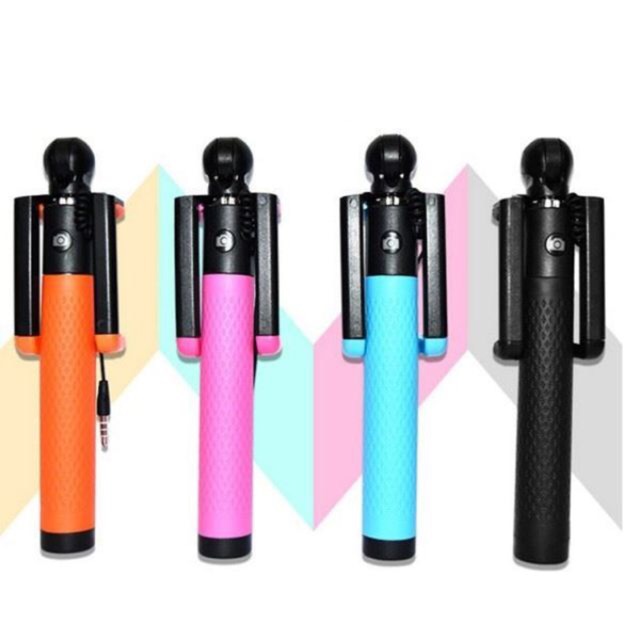 Selfie Stick D12S new_Gậy chụp hình xoay 360 độ điện thoại Jack 3.5 /Lightning