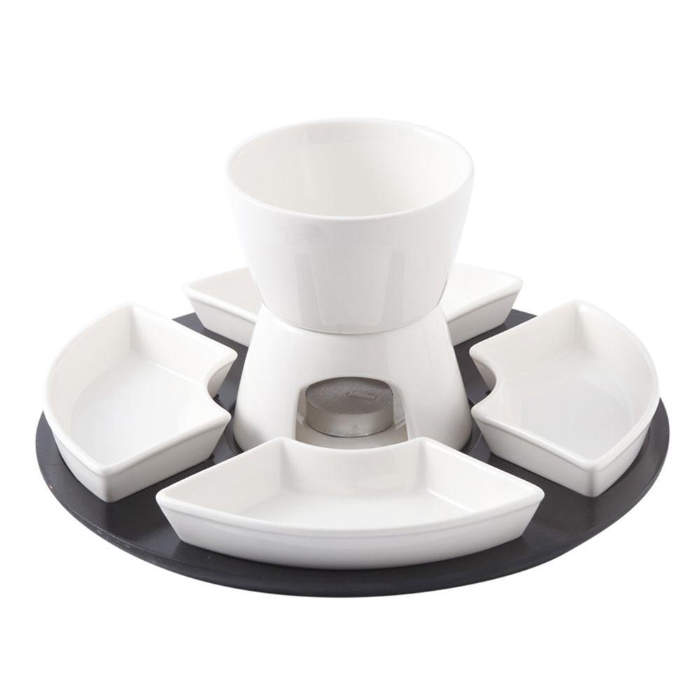 Kent1 Chocolate Hot Pot Set Pure white ceramic ice cream Haagen-Dazs hot pot stove Cheese hot pot with fruit