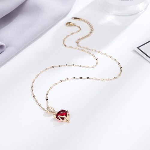 Dây Chuyền Hồ Ly Đá Nhân Tạo Màu Đỏ Titan Ko Đen TT 3324