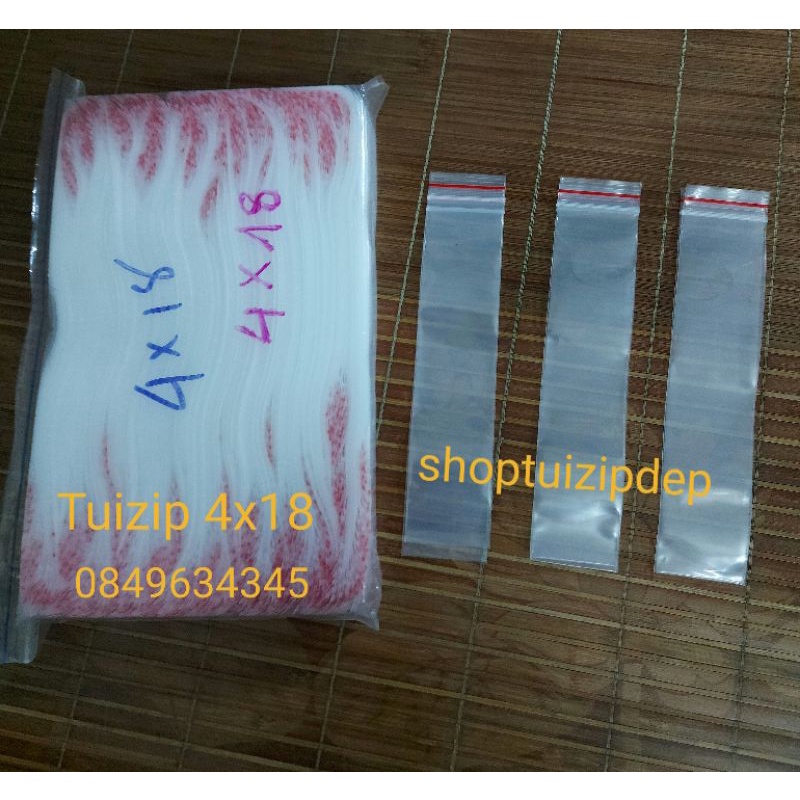 Combo 50 cái túi zip chỉ đỏ 4x18 dày đẹp