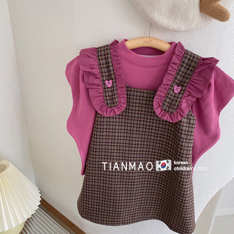 Set Đồ Mùa Thu 2 Món Gồm Áo Hai Dây Và Váy Phong Cách Hàn Quốc Hợp Thời Trang Cho Bé Gái