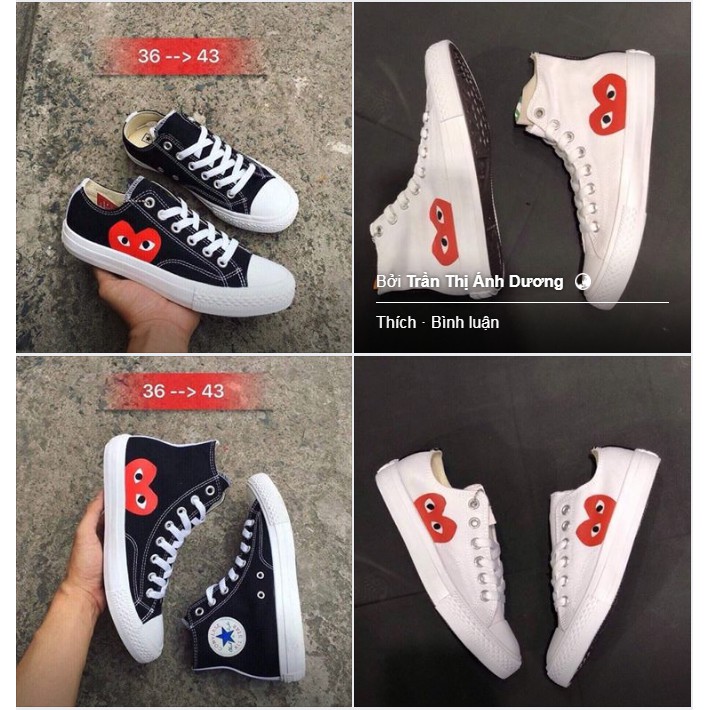 . [ FULL BOX ] Giày convers play heart 2 màu cao thấp uy tín P new ༗ hot
