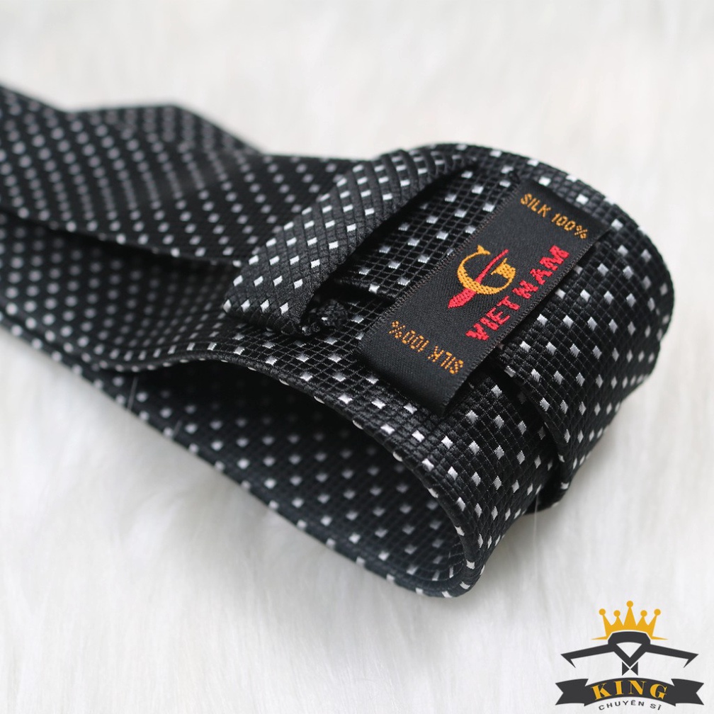 Cà vạt nam đen KING caravat nam chấm bi, cavat công sở, đơn giản thanh lịch C052