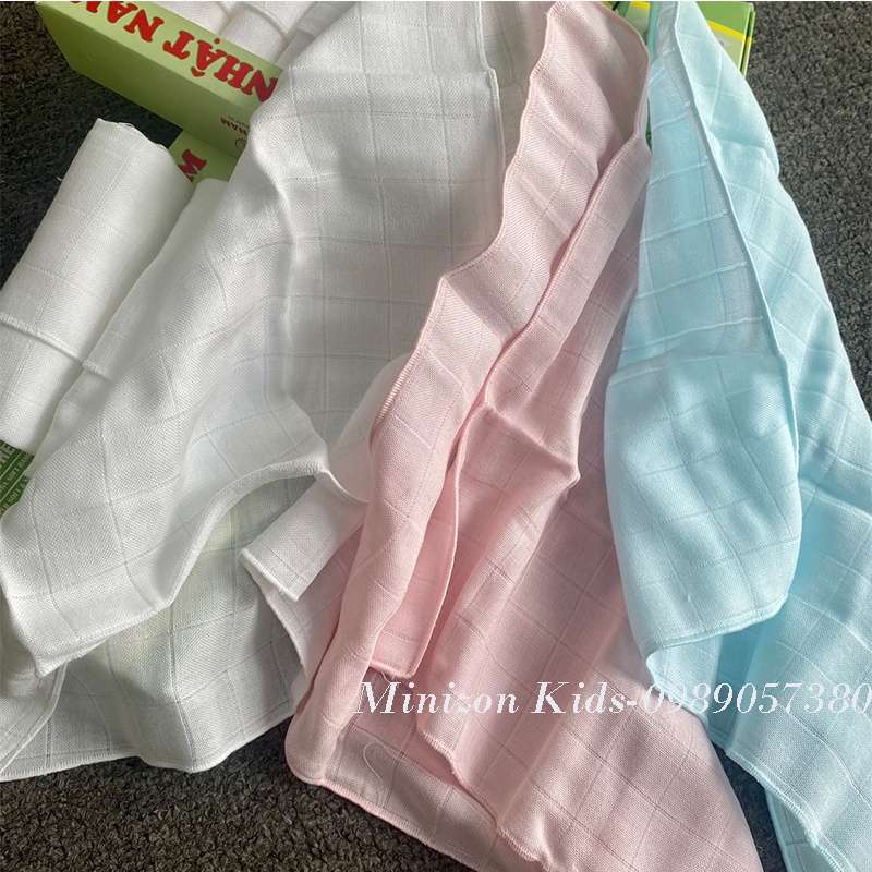 Khăn sữa sợi tre Nhật Nam 3 lớp hộp 6 chiếc 30*30cm siêu mềm | Minizon Kids