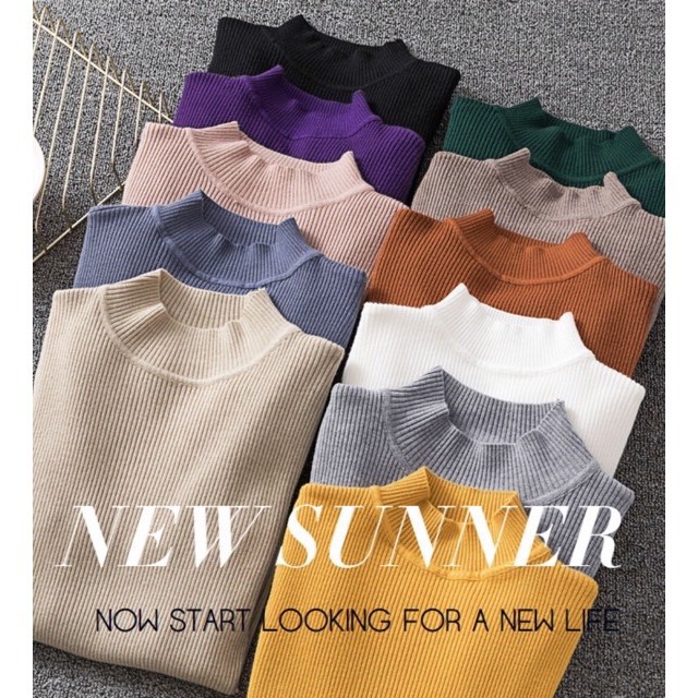 Áo len nữ ❤️FREESHIP ❤️Áo len nữ giữ nhiệt dài tay cổ cao ôm body tôn dáng trẻ trung - Áo len nữ chất len tăm cổ 3p loại