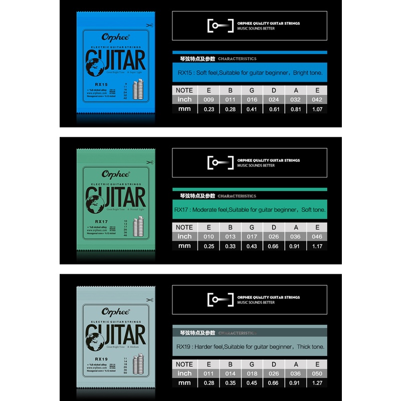 Orphee Bộ Dây Đàn guitar Điện Bằng Thép carbon 6 Dây Chuyên Dụng