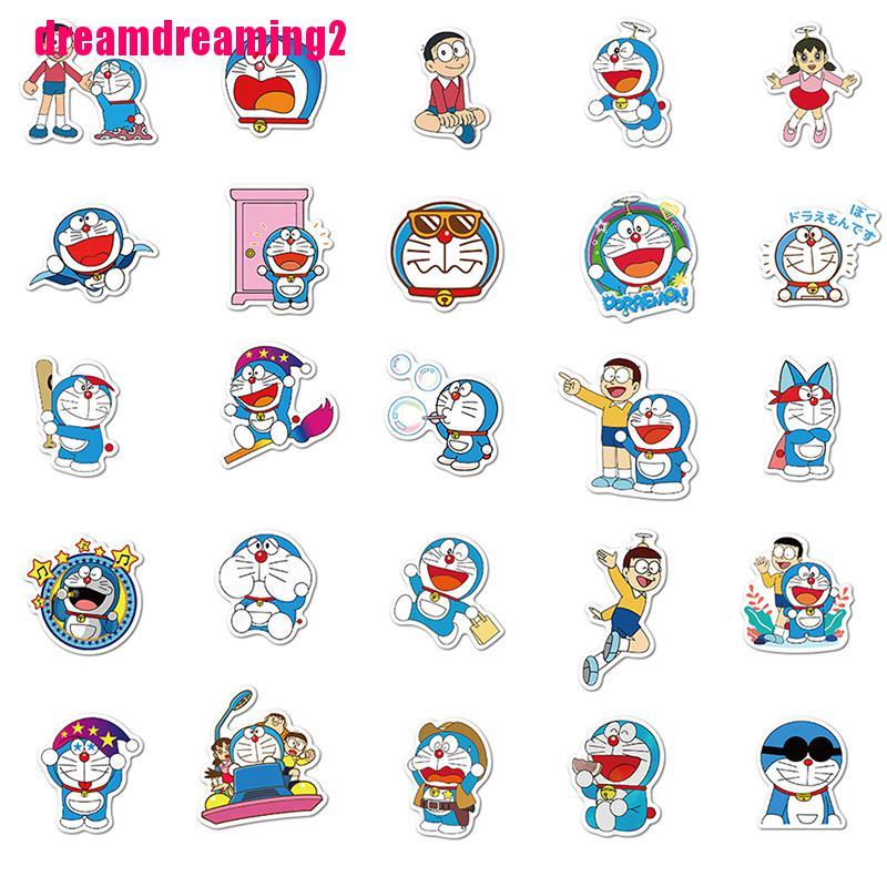 Bộ 50 Miếng Dán Trang Trí In Hình Doraemon Dễ Thương