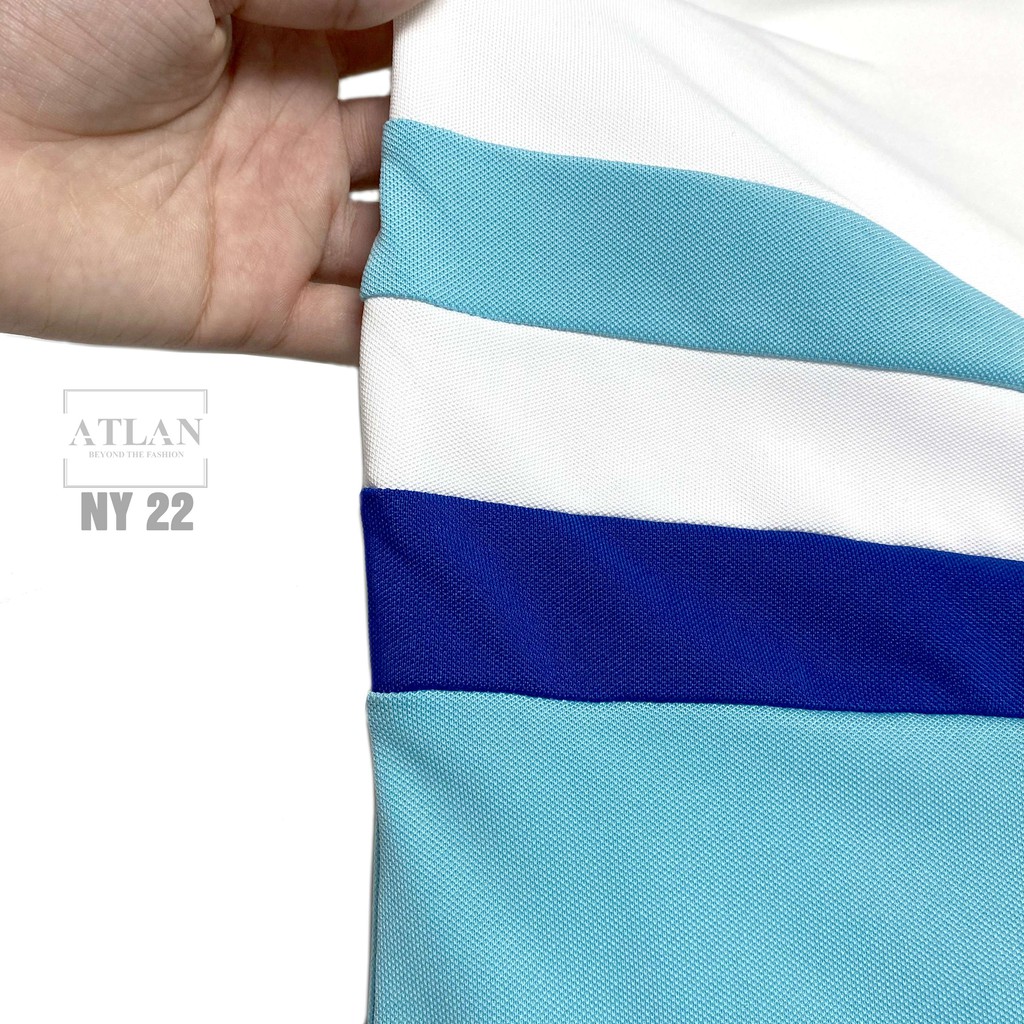 Thời Trang Nam 💖 𝘍𝘳𝘦𝘦𝘴𝘩𝘪𝘱 💖 Áo Polo Trắng Phối Xanh Thiên Thanh Sọc Xanh Đậm - NY22 | BigBuy360 - bigbuy360.vn