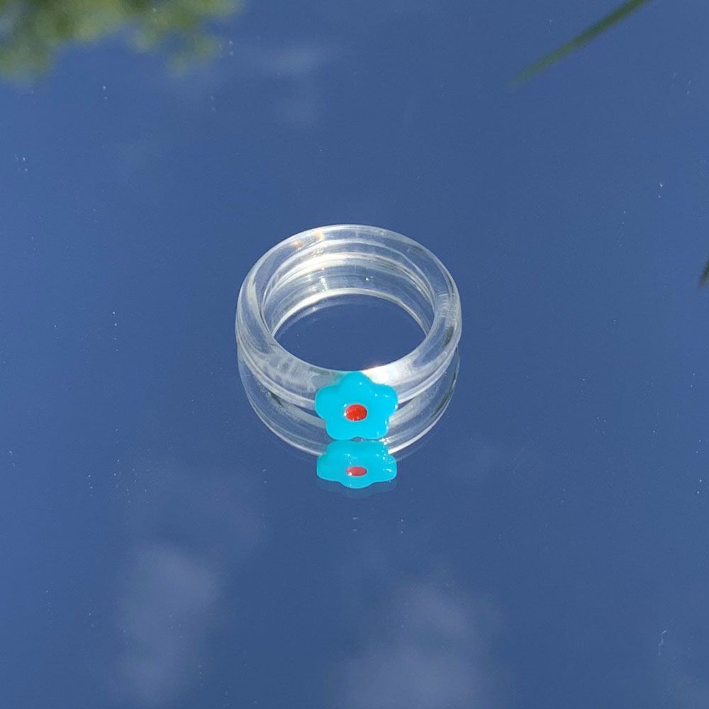 Nhẫn Nhựa Resin Trong Suốt Họa Tiết Hoa Nhiều Màu Dễ Thương Cho Nữ